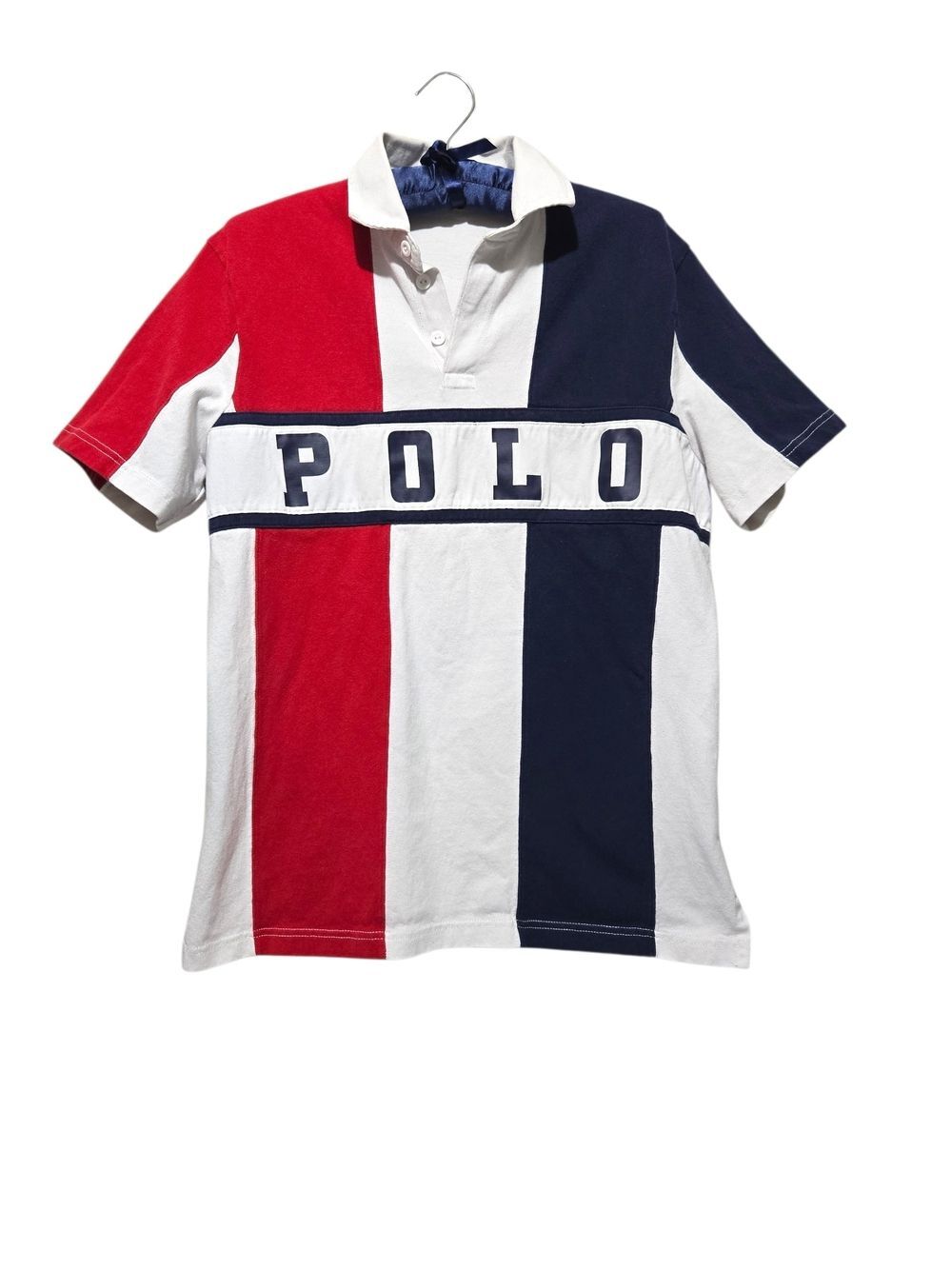 Polo Ralph Lauren Classic Fit Rugby Shirt Spell Out Colorblock USA Size Small
